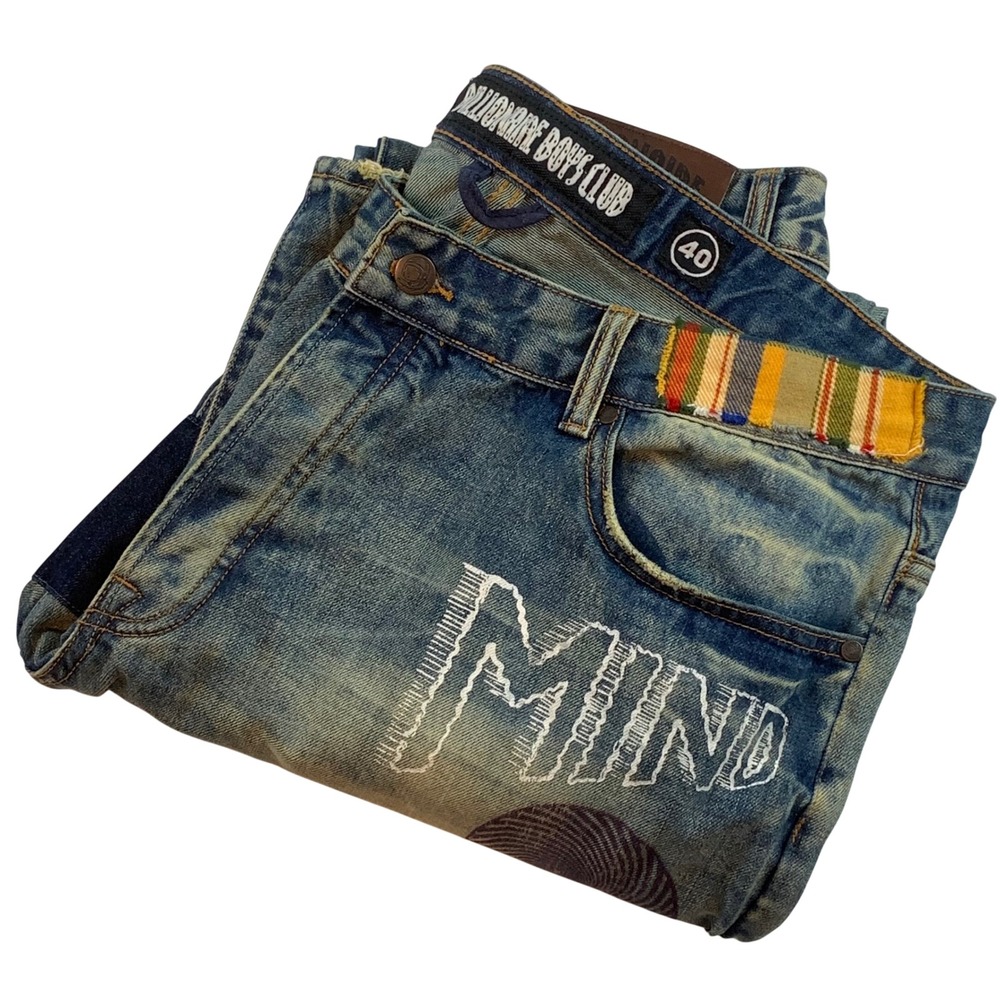 Billionaire Boys Club BBC Heart & Mind Distressed Graphic Denim Jeans Mens 40
